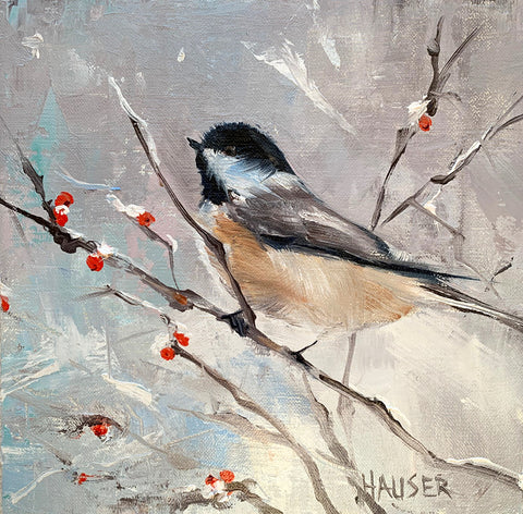 Chickadee with Winter Berries