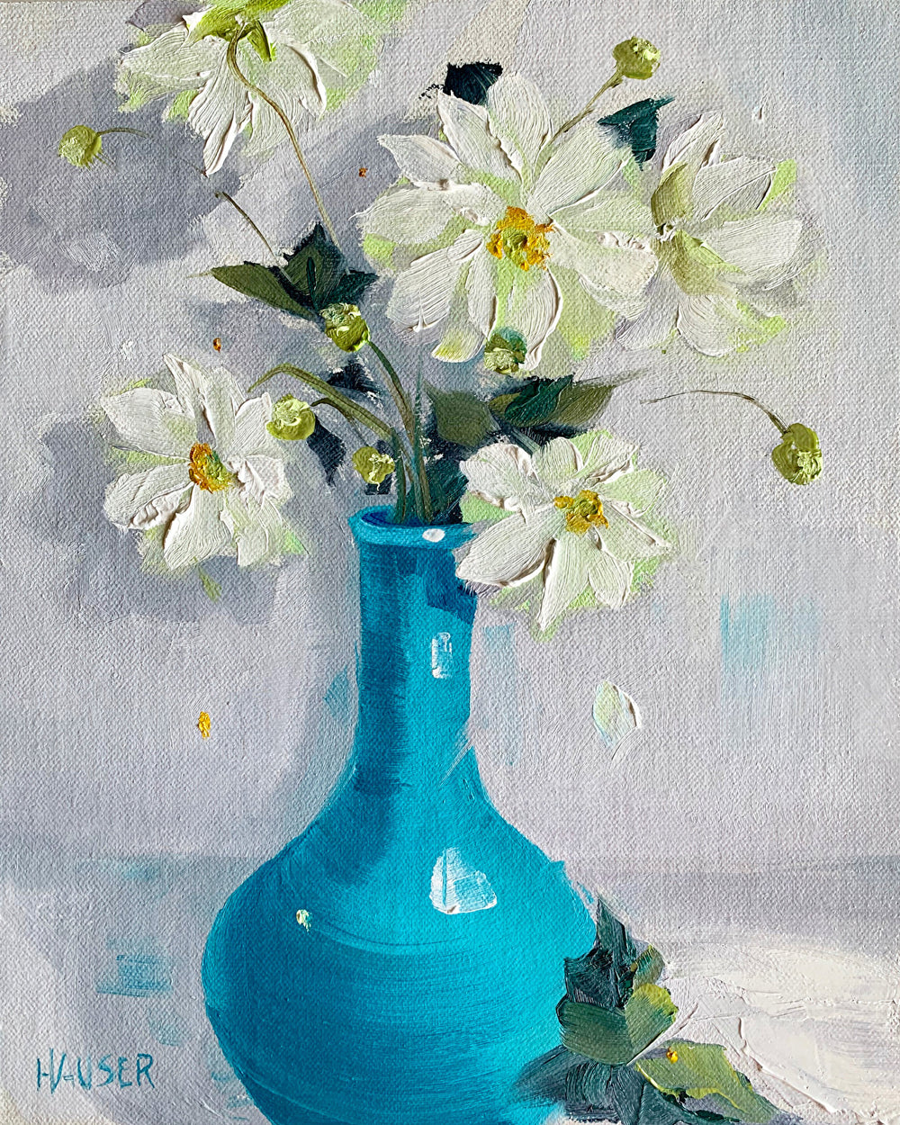 Anemones in Turquoise