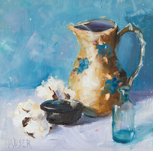 Golden Vase and Glass