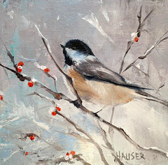 Chickadee with Winter Berries